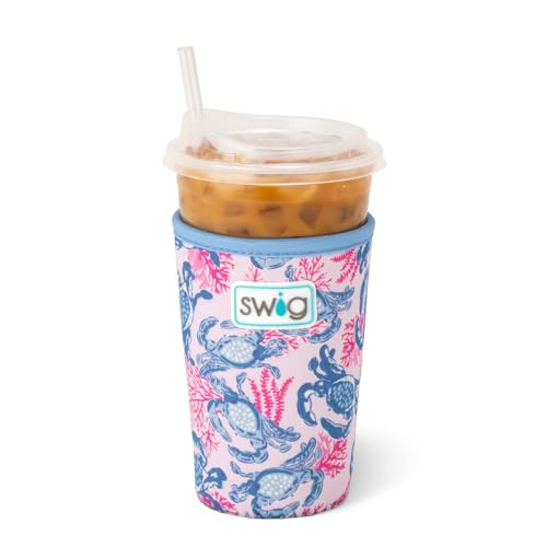 Swig Life Medium Iced Cup Coolie, Standard 22oz Iced Coffee Cup Insulator Sleeve with Handle, Neoprene Insulated Coolie Keeps Drinks Cold (Get Crackin) | Amazon (US)