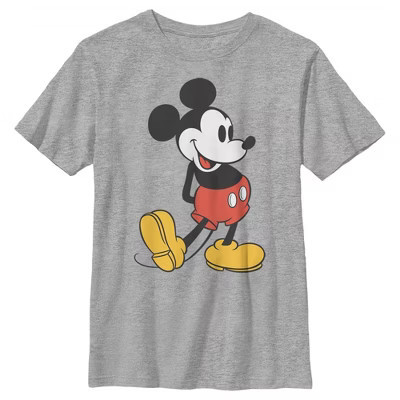 Boy's Disney Mickey Mouse Large Pose  T-Shirt - Athletic Heather - Small | Target