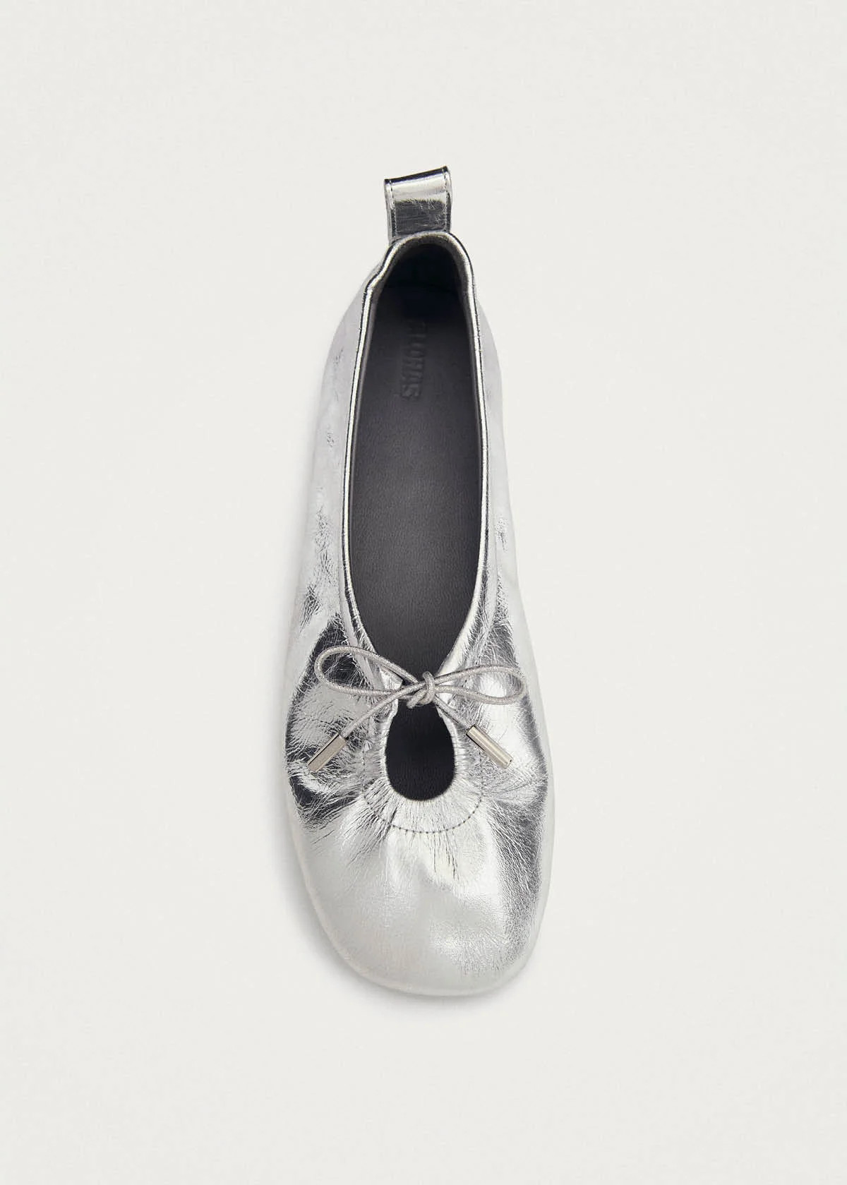 Rosalind Shimmer Silver Leather Ballet Flats | ALOHAS (Global)