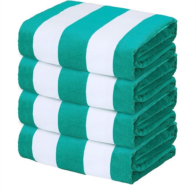 Exclusivo Mezcla 4-Pack 100% Cotton Oversized 35"x70" Cabana Stripe Beach Towels, Super Absorbent... | Amazon (US)