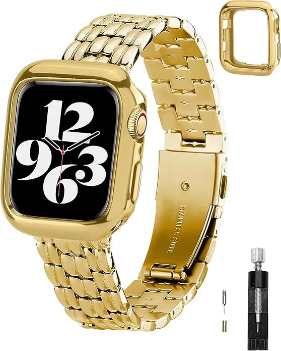 Compatible with Apple Watch Band 45mm 44mm 42mm 41mm 40mm 38mm for Women,Stainless Steel Metal iW... | Amazon (US)