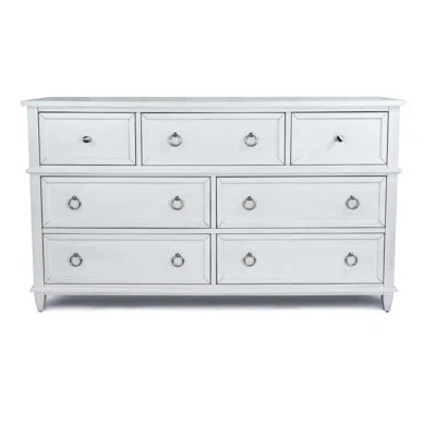 Point Breeze - 7 Drawer Dresser - Fresh White with Soft Grey Glaze Finish | Wayfair North America