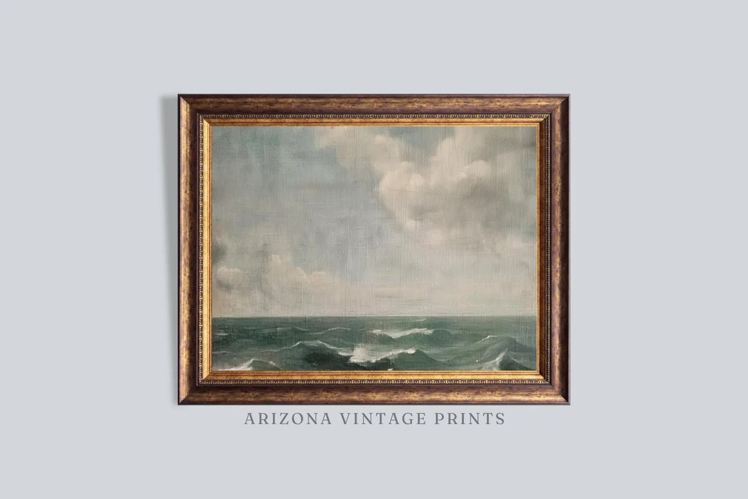 Vintage Coastal Oil Painting Print: Impressionist Beach House Art (digital Download) - Etsy | Etsy (US)