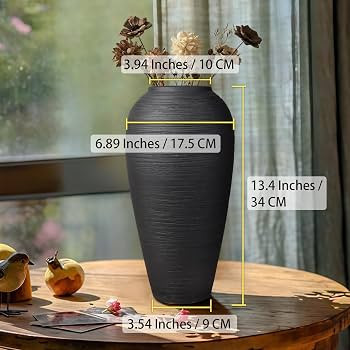 Black Rustic Ceramic Farmhouse Large Vase,13.4 Inch Vintage Floor Tall Vase Pottery Clay Terracot... | Amazon (CA)