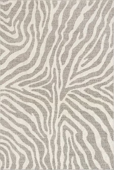 Gray Zenni Zebra Indoor/Outdoor Area Rug | Rugs USA