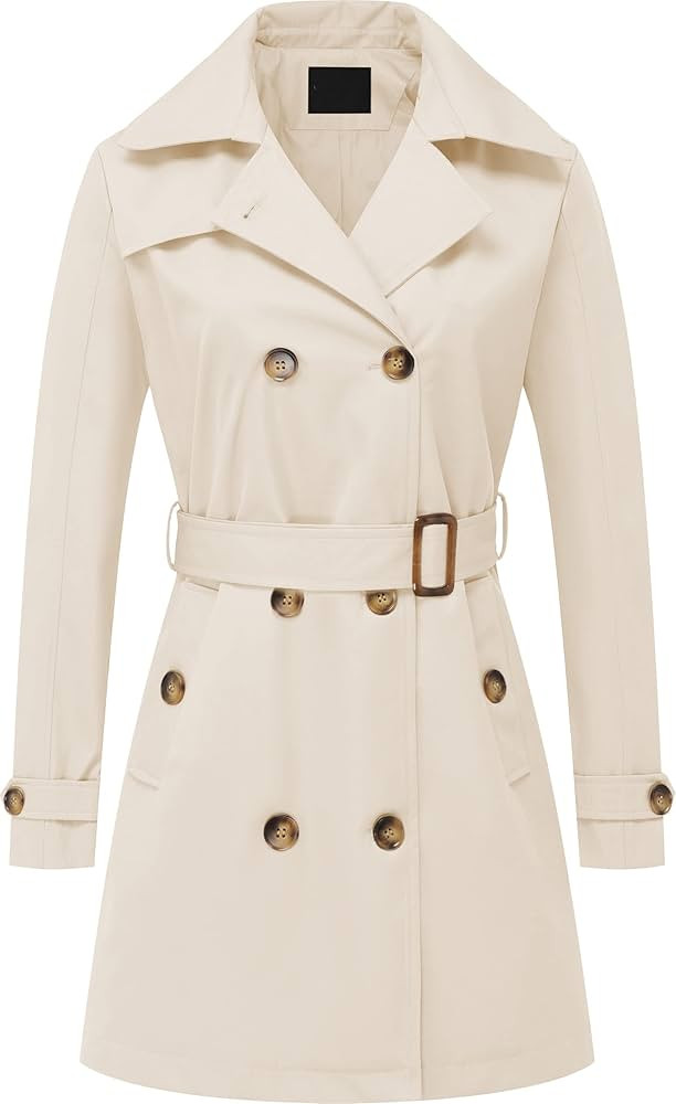 Chrisuno Women's Double Breasted Trench Coats Mid-Length Belted Overcoat Long Dress Jacket with D... | Amazon (US)