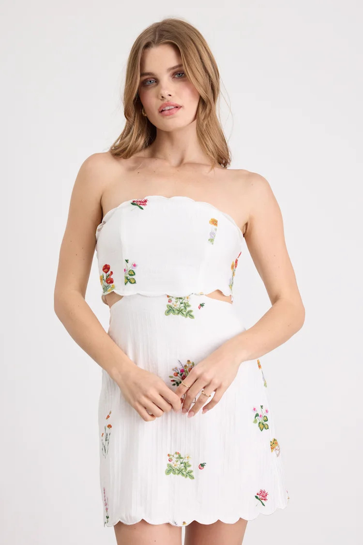 Alex White Embroidered Cutout Mini Dress | white floral dress | white outfit | white outfits  | Lulus