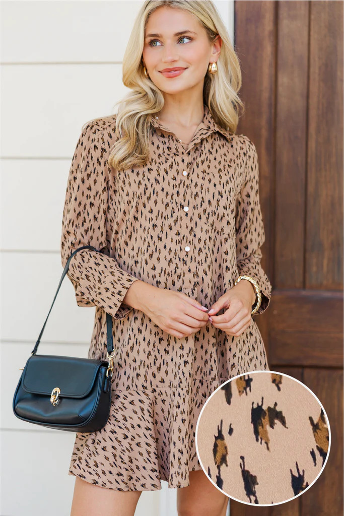 Share Your Story Brown Leopard Print Shirt Dress | The Mint Julep Boutique