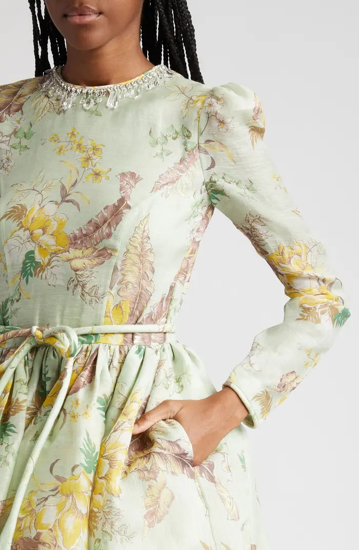 Matchmaker Tulip Long Sleeve Linen & Silk Minidress | Nordstrom