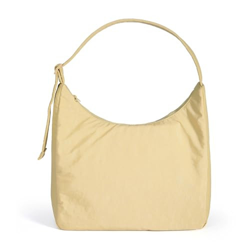 Casual Slouchy Nylon Shoulder Bag: Butter Yellow Large Fashion Lightweight Purse Handbag - Commuter Colleage Student Minimalists - Work Campus Everyday | Amazon (US)