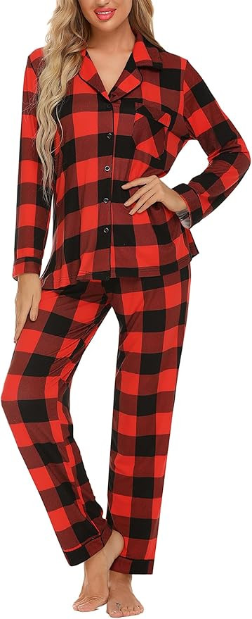 Pjmlifecoco Pajamas Set Long Sleeve Womens Button Down Sleepwear Two Piece Nightwear Soft Pj Loun... | Amazon (US)