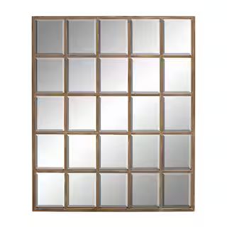 44 in. x 56 in. Brown Wood Contemporary Rectangle Wall Mirror | The Home Depot