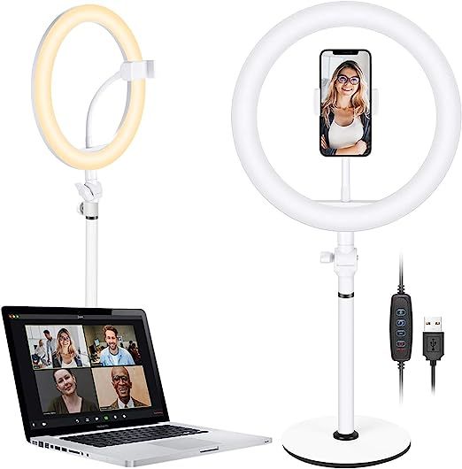 Neewer Selfie Ring Light for Laptop Computer, 10" Dimmable Desktop LED Circle Light with Stand/Ph... | Amazon (US)
