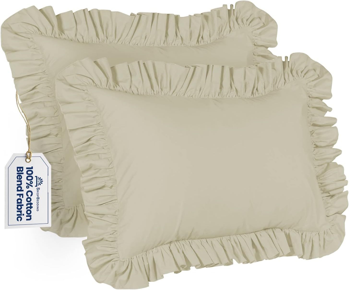 Ruffle Pillow case - Standard Pillow sham Bone, Ruffle Pillow Cover, Pack of 2 | Amazon (US)