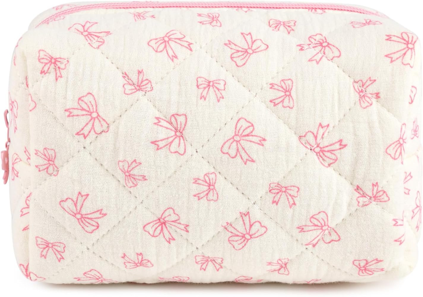 SOIDRAM Floral Makeup Bag Small Quilted Cosmetic Bag Cute Makeup Pouch Coquette Makeup Bag Aesthe... | Amazon (US)