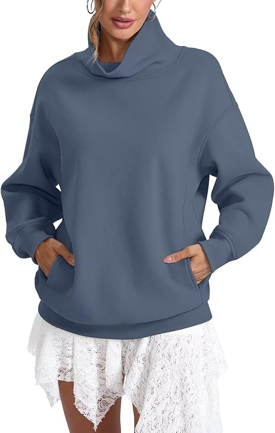Womens Fleece Oversized Sweatshirts with Pocket Turtleneck Pullover Casual Long Sleeve Fall Tops ... | Amazon (US)