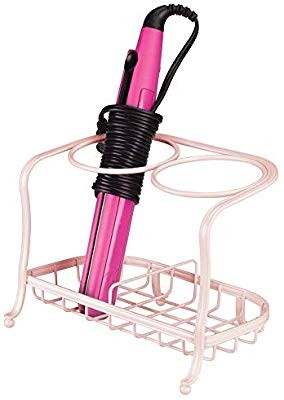 Click for more info about mDesign Metal Bathroom Vanity Countertop Hair Care & Styling Tool Storage Organizer Holder for Hair Dryer