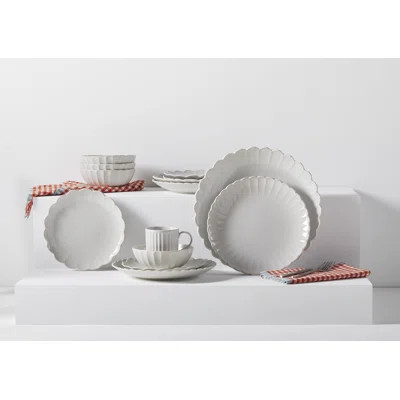 French Perle Scallop 12 Piece Dinnerware Set, Service for 4 | Wayfair North America