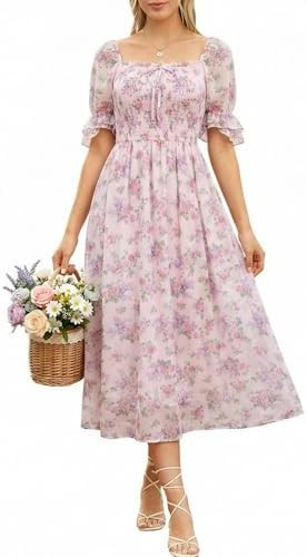 Scarlet Darkness 2026 Summer Floral Dress for Women Cottagecore Smocked Midi Dresses | Amazon (US)