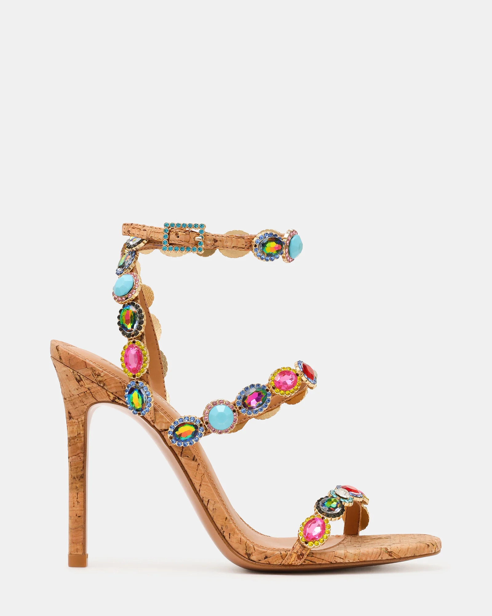 Steve Madden Women's Tamala Cork Strappy Heels - Bright Multi - Size 7.5 - Leather | Steve Madden (US)