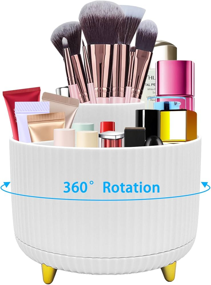 Cerpourt Makeup Brush Organizer,5 Slots 360° Rotating Desk Pen Holder,Makeup Brushing Holder,Cos... | Amazon (US)