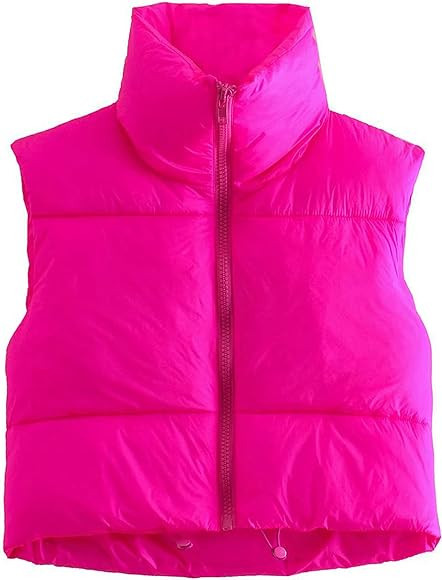 UANEO Cropped Puffer Vest Women Zip Up Stand Collar Sleeveless Padded Crop Puffy Vests | Amazon (US)
