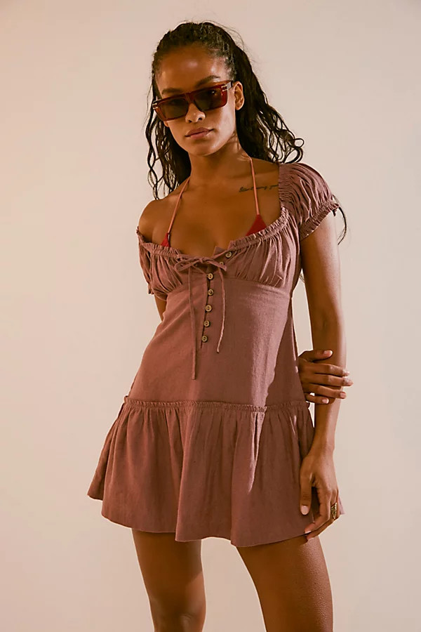 Perri Linen Drop-Waist Mini | Free People (Global - UK&FR Excluded)