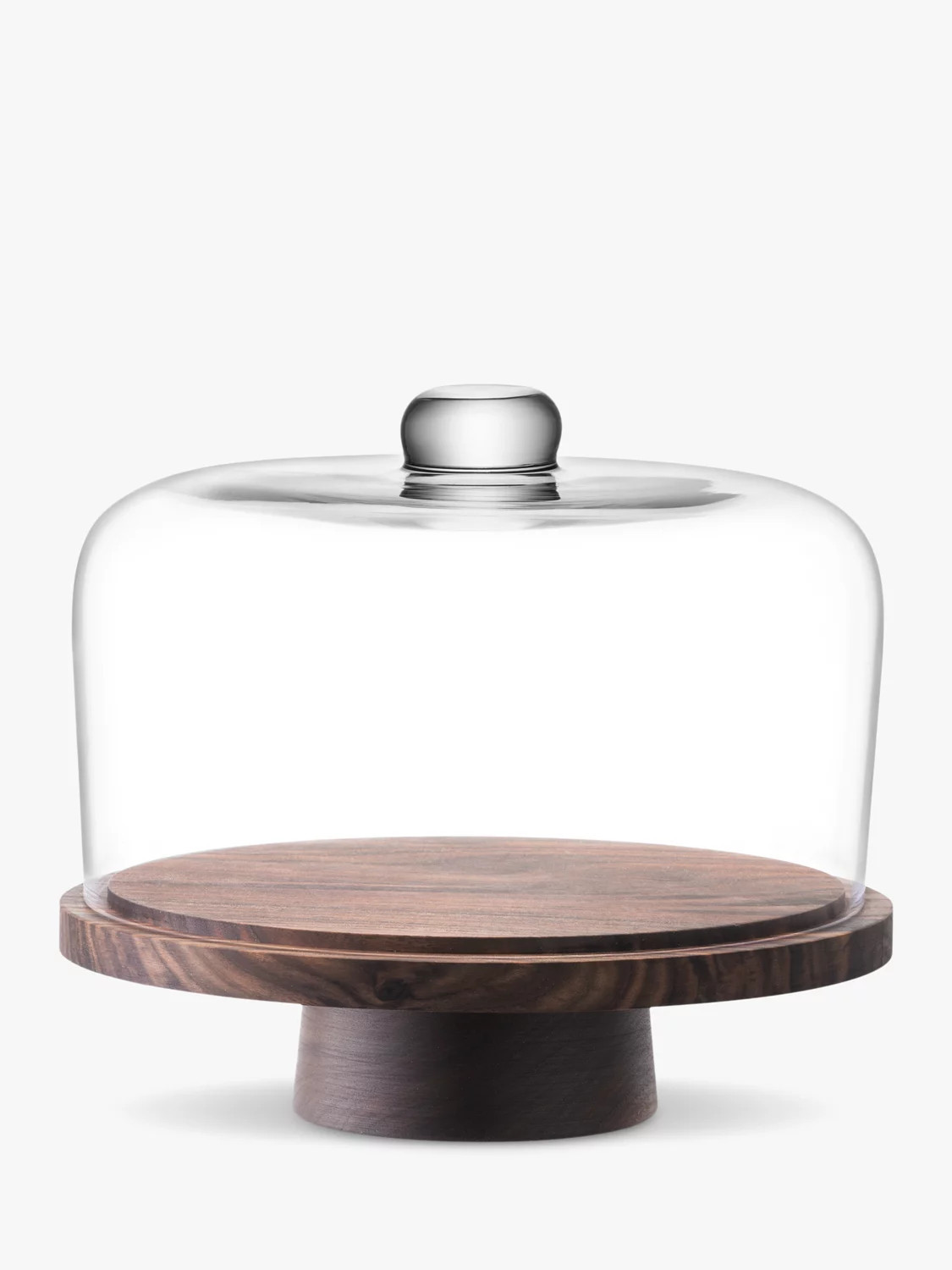 LSA International City Glass Cake / Cheese Dome with Walnut Wood Base, 26cm, Clear/Natural | John Lewis (UK)
