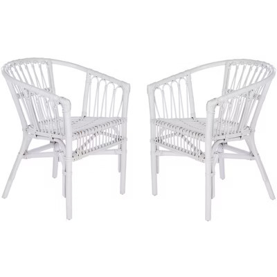 Adriana Rattan Accent Chair - Set of 2 - ACH6505 - White - Safavieh | Target