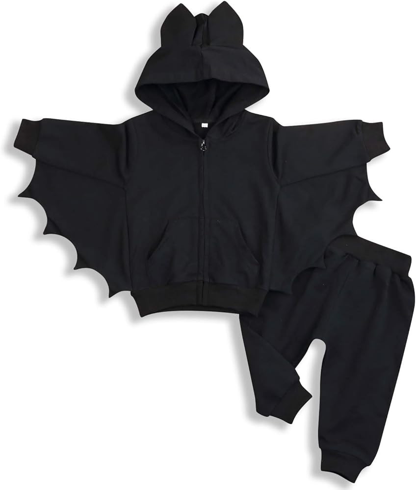 YOUNGER TREE Toddler Baby Girls Boys Halloween Outfit Black Bat Hoodies with Pocket Zipper Coat P... | Amazon (US)