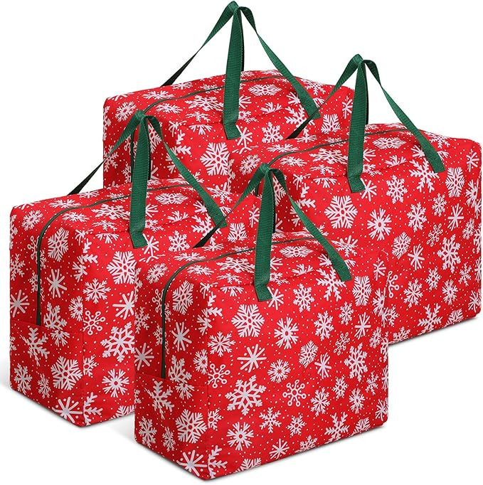 Kajaia 4 Pcs Christmas Decorations Storage Container Bag 18 x 15 x 10 Inch Christmas Ornaments St... | Amazon (US)