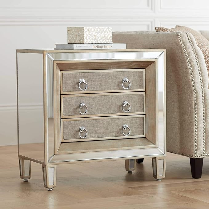 Mira 28" Wide 3-Drawer Mirrored Accent Table - 55 Downing Street | Amazon (US)