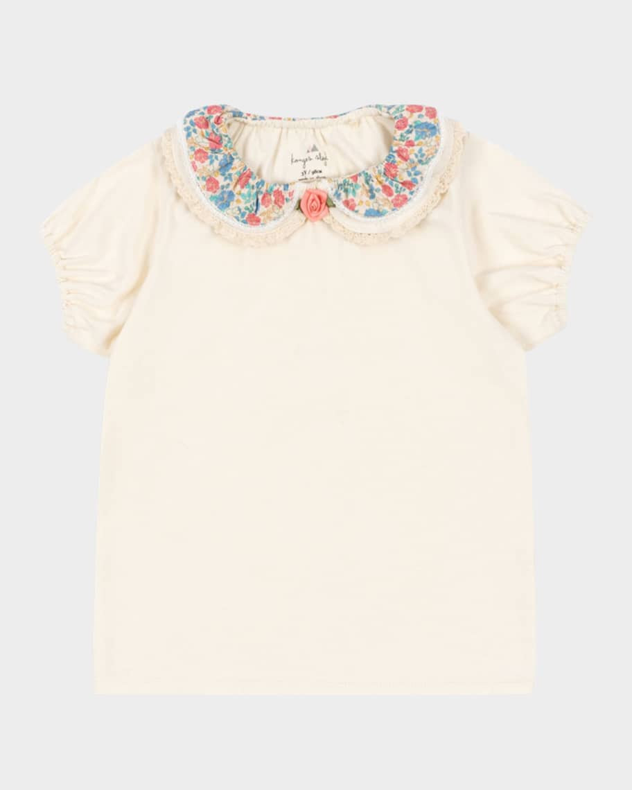 Konges Slojd Girl's Pami T-Shirt W/ Floral Collar, Size 18M-10 | Neiman Marcus