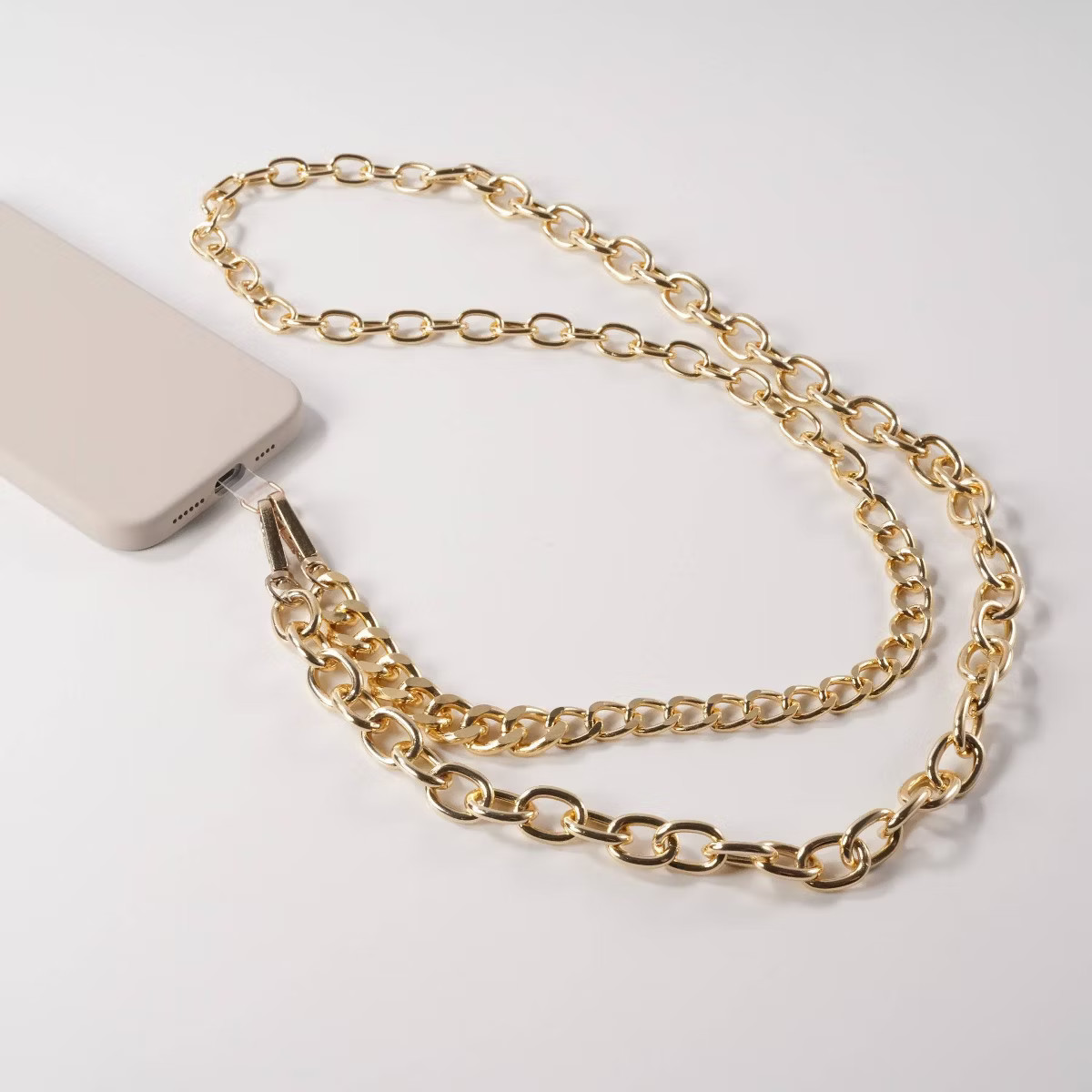 Hello Lux Mixed Metal Link Chain Phone Crossbody Strap - Gold | Target