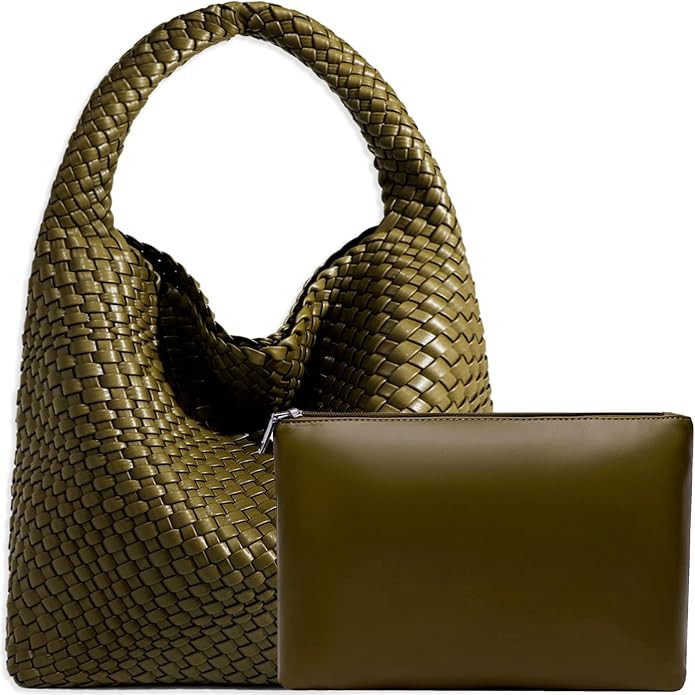 Women Vegan Leather Hand-Woven Tote Handbag Fashion Shoulder Top-handle Bag All-Match Underarm Ba... | Amazon (US)