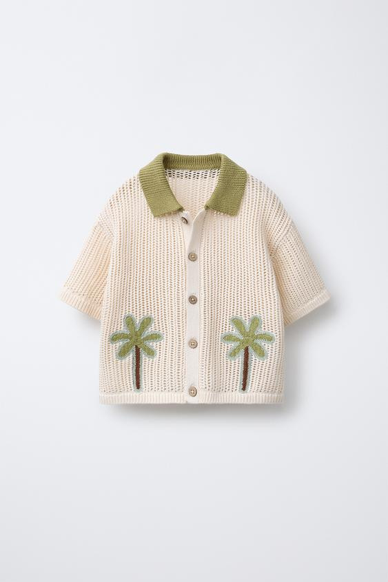 PALM TREE EMBROIDERED KNIT SHIRT | Zara US