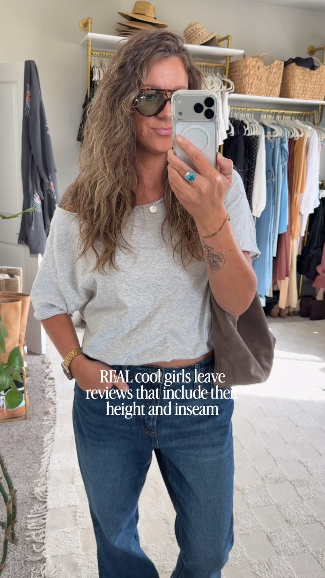 Large tee, 14 tall jeans (sized up for a baggier fit and wearing more on my hips)

#LTKTall #LTKOver40