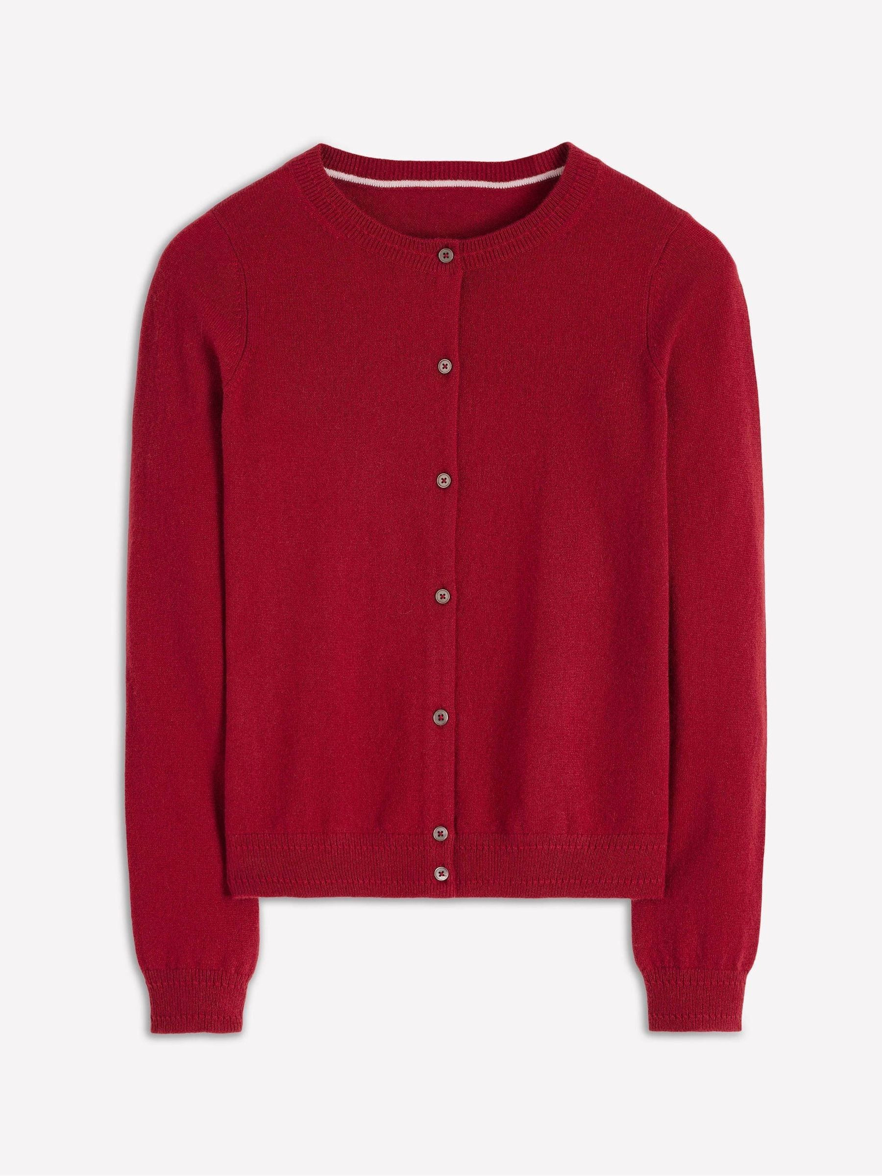 Boden Boden Red Eva Cashmere Crew Cardigan | Next US