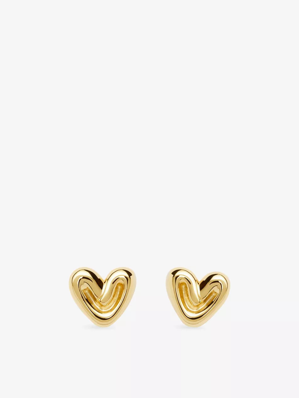 Puffy Heart Mini 18ct Yellow Gold-Plated Silver Earrings | Selfridges