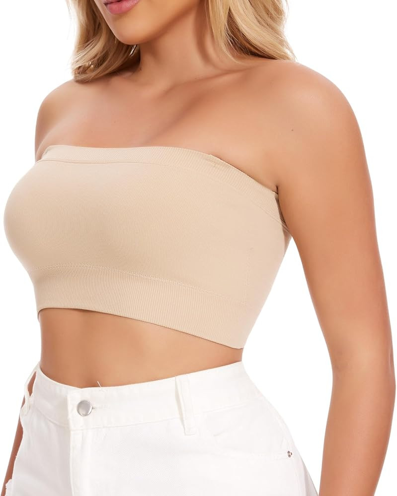 JOYSHAPER Strapless Bras for Women Bandeau Bralette Tube Top Wireless Strapless Bralette Comfort ... | Amazon (US)