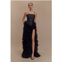 Magnolia Tiered Ruffle Maxi Dress - Black I MESHKI I Size S | MESHKI US