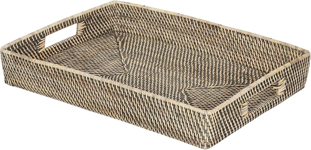 KOUBOO Laguna Rectangular Rattan Serving Trays, Medium Sized, Black | Amazon (US)