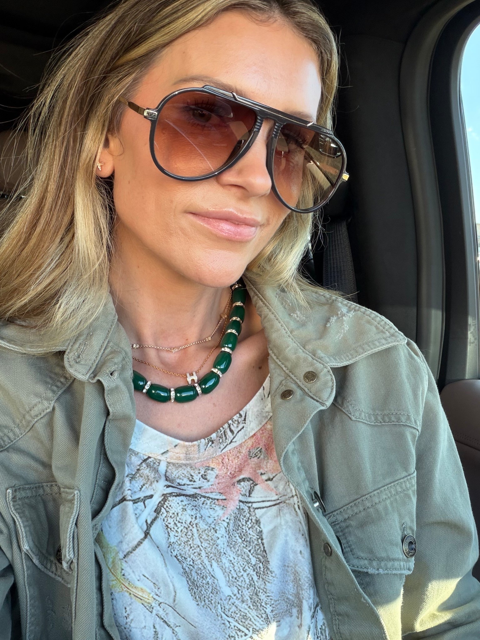 Today’s outfit! 
Amazon sunglasses 
Free people utility jacket (sold out, linked similar options) 
Maeve cotton wide leg pants from Avara! 
Steve Madden faux fur mules 
Gucci bucket bag 

#LTKOver40 #LTKootd #LTKmomlife