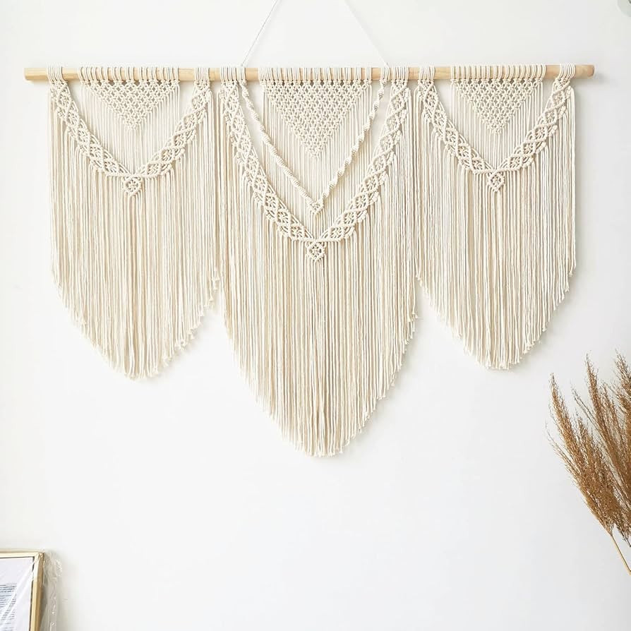 large macrame wall hanging - Boho Tapestry Macrame Wall Decor Art- Chic Bohemian Handmade Woven T... | Amazon (US)