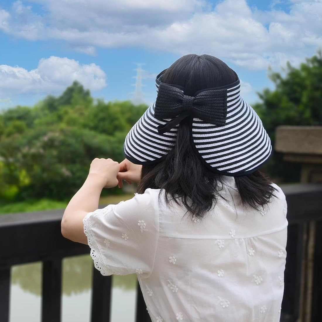 Women Foldable Straw Sun Visor, Packable Wide Brim Beach Hat with Ponytail Hole for Summer Vacati... | Amazon (US)