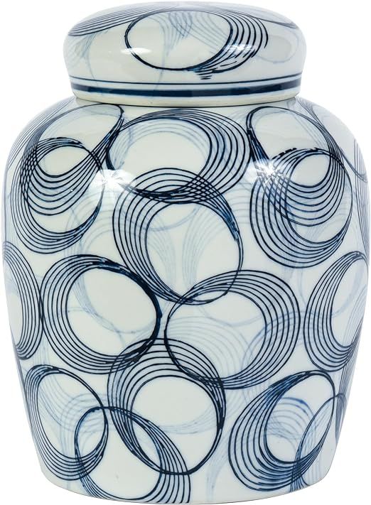 EUO Ceramic Ginger Jar with Lid, Decorative Ginger Jars for Home Decor, Blue and White Porcelain ... | Amazon (US)