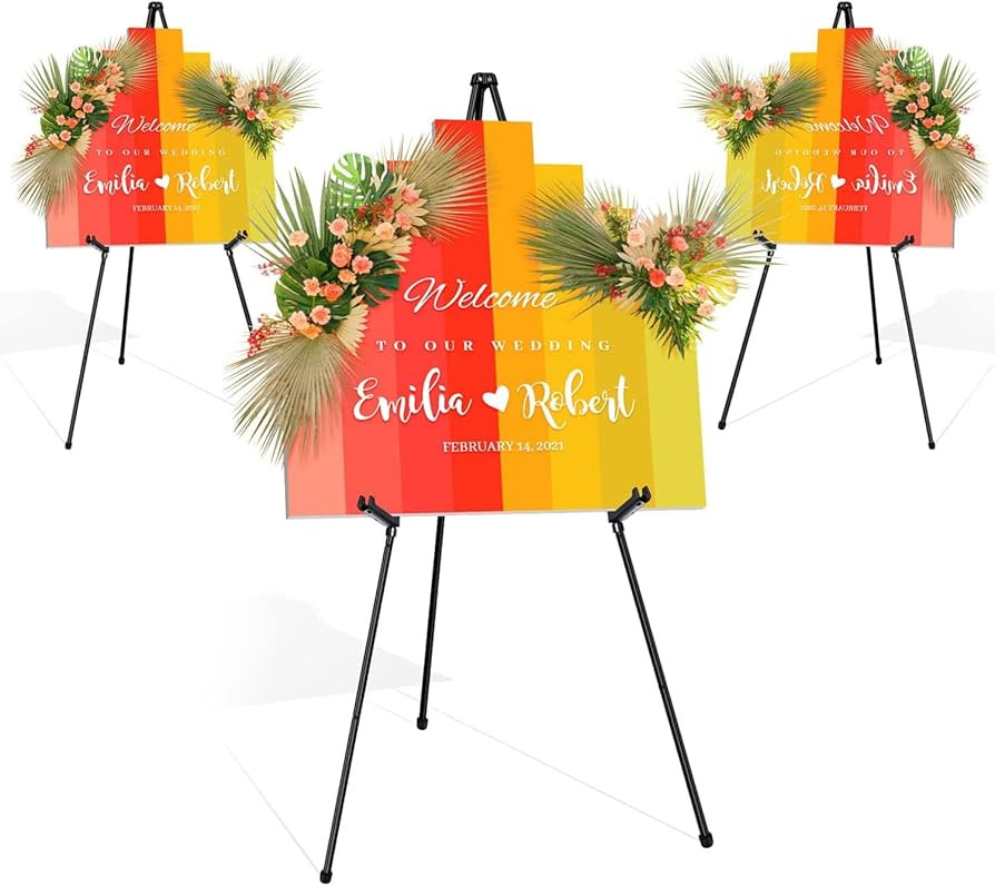 Easel Stand for Display Wedding Sign - 63" Adjustable Portable Easels for Displaying Pictures - L... | Amazon (US)