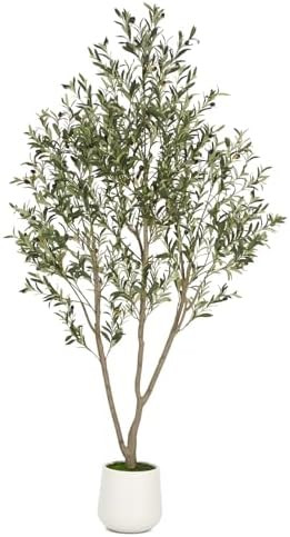 VIVATREES Olive Trees Artificial Indoor, 7FT Tall Faux Olive Tree with White Tall Planter, Artifi... | Amazon (US)