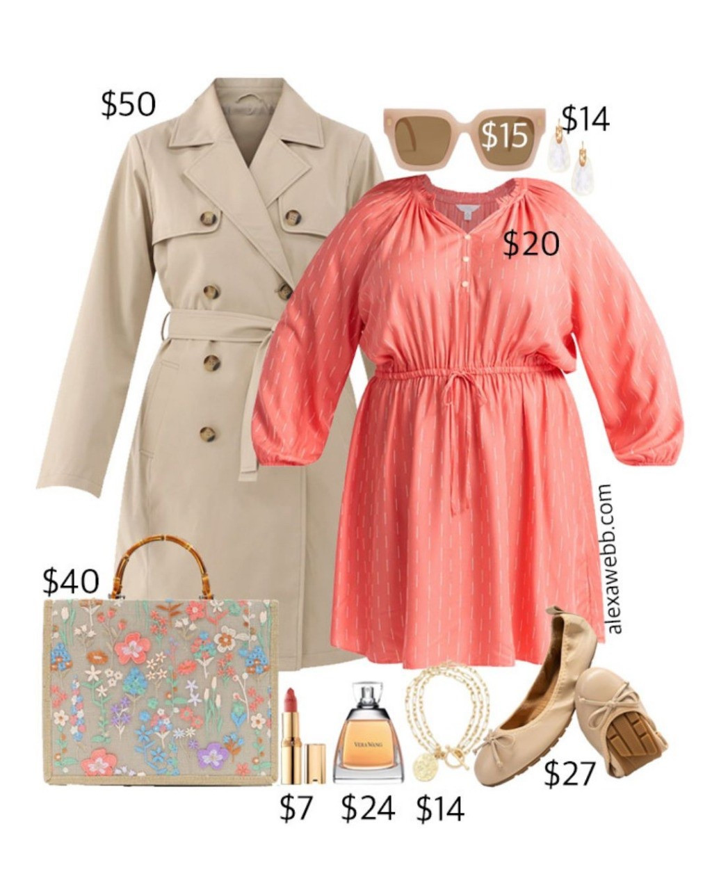 Plus Size on a Budget – Spring Teacher Outfit - A plus size business casual work outfit idea on a budget with a coral dress and trench coat. Alexa Webb #plussize

#LTKPlusSize #LTKStyleTip #LTKWorkwear