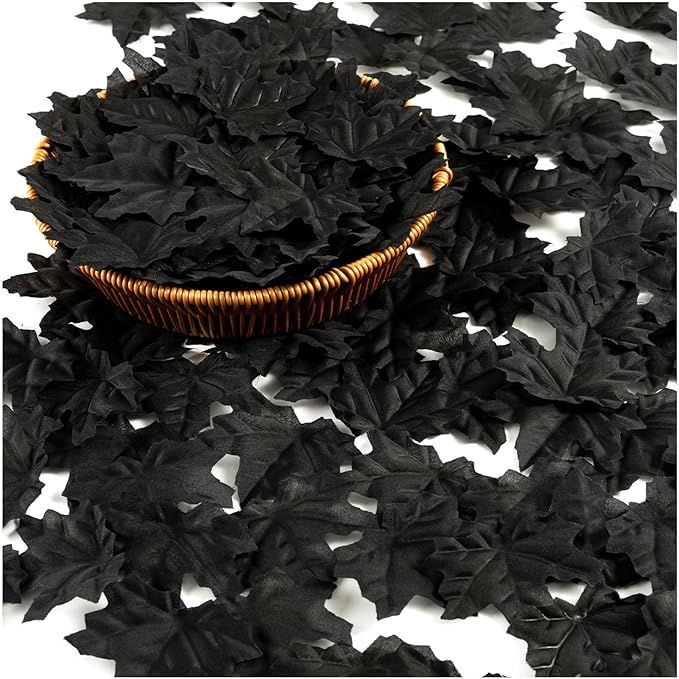 KXCOFTXI 500PCS Artificial Maple Leaves for Halloween, Black Simulation Maple Leaf for Halloween ... | Amazon (US)